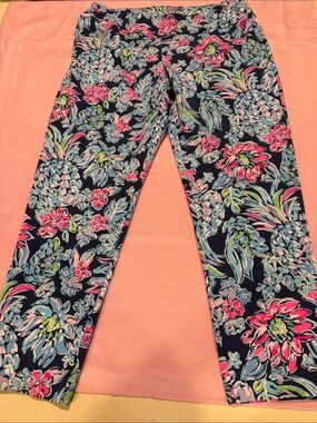 Lilly Pulitzer Corso Pants Pineapple Paradise Luxletic UPF 50+ Size 12 EUC